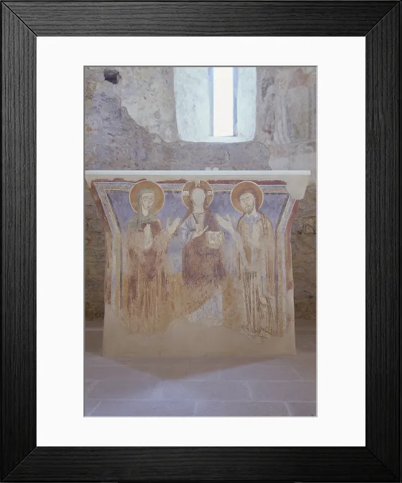 Framed Print : De sis, by Unknown Artist, 11th Century, fresco - Italy, Lombardy, Civate, Church of Saint Peter al Monte. Whole artwork view