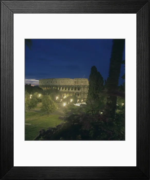 Framed Print : Colosseum, Roman Architecture, 70 - 80 A.C. 1st Century A.C. - Italy, Lazio, Rome. Whole artwork view. Night view from the Opium hill Framed Print : Colosseum, Roman Architecture, 70 - 80 A.C. 1st Century A.C. - Italy, Lazio, Rome. Whole artwork view. Night view from the Opium hill