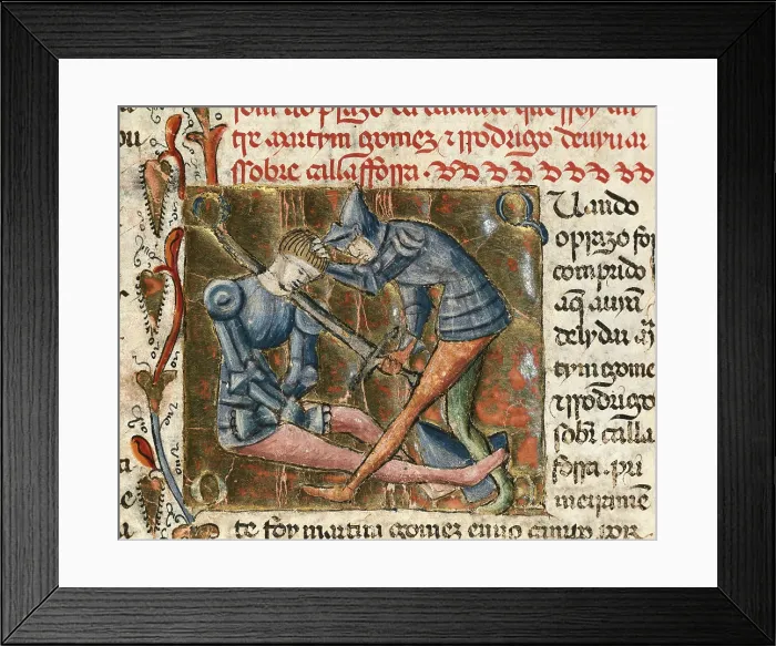 Framed Print : CID, Rodrigo Diaz de Vivar, called The (1043-1099). Castilian knight. Battle between the Cid and Martin Gomez, illustration of the 'Chronicles of Spain'