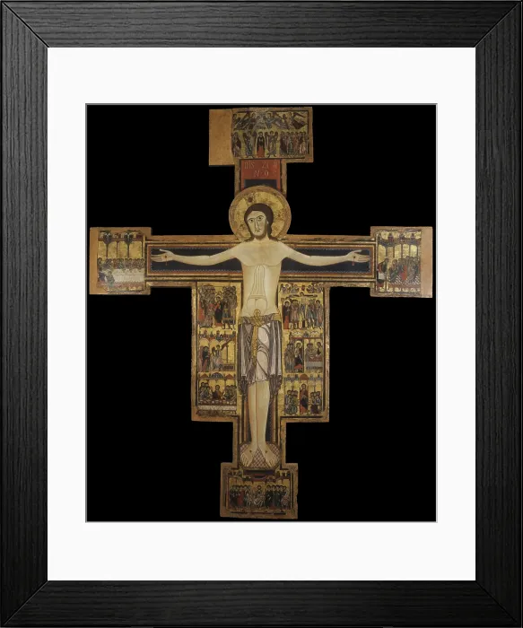 Framed Print : Painted Cross also known as Cross number 15, by Unknown Artist, tempera on board - Italy, Tuscany, Pisa, National Museum of Saint Matthew. Whole artwork view