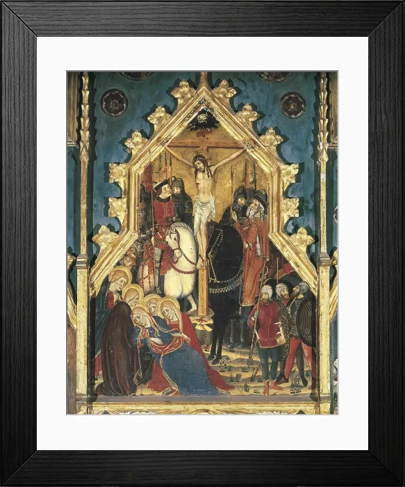 Framed Print : SERRA, Jaume (1358-1397); SERRA, Pere (1343-1406). Altarpiece of the Virgin. 1362 - 1375. Central upper detail of the Crucifixion. Italian gothic. Tempera on wood. SPAIN