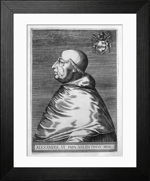 Framed Print : ALEXANDER VI (1431-1503). Pope from 1492 to 1503, nephew of Pope Callixtus III. Xylography. SPAIN. Madrid. National Library