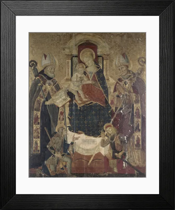 Framed Print : Holy Conversation, by Stefano Folchetti, 1492, 15th Century, board - Italy, Marche, Macerata, Saint Genesio, Civic Collection. Whole artwork view