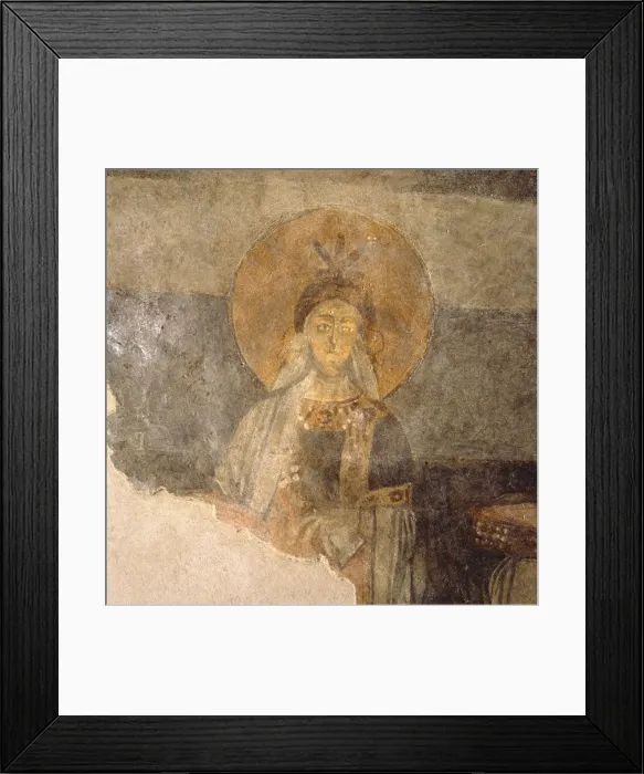 Framed Print : Figure of Holy Woman, by Unknown Artist, 9th Century, fresco - Italy, Molise, Castel San Vincenzo, Abbey of San Vincenzo al Volturno. Detail