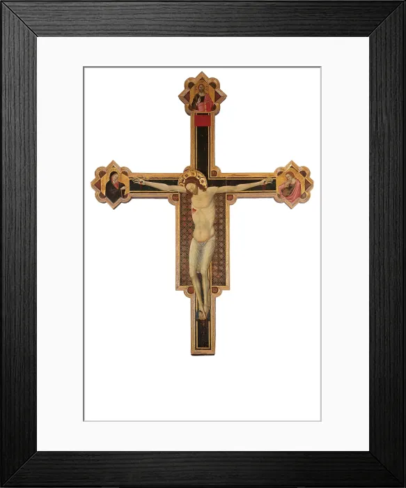 Framed Print : Painted Crucifix, by Giovanni Francesco da Rimini known as Master of Verrucchio, 1330 - 1340, 14th Century, tempera on panel, cm 388 x 308 - Italy, Marche, Pesaro Urbino, Urbino