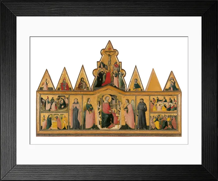 Framed Print : Polyptych, Madonna, Saints and Scenes from the Life of Christ, by Giovanni Baronzio, 1345, 14th Century, tempera on panel, cm 143 x 221 - Italy, Marche, Pesaro Urbino, Urbino Framed Print : Polyptych, Madonna, Saints and Scenes from the Life of Christ, by Giovanni Baronzio, 1345, 14th Century, tempera on panel, cm 143 x 221 - Italy, Marche, Pesaro Urbino, Urbino