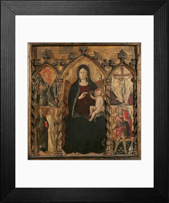 Framed Print : Madonna with Child The Stigmata of St Francis St Anthony Abbot e St Bartholomew Crucifixion Saint Christopher, by Arcangelo di Cola da Camerino, 1423 - 1425 about, 15th Century Framed Print : Madonna with Child The Stigmata of St Francis St Anthony Abbot e St Bartholomew Crucifixion Saint Christopher, by Arcangelo di Cola da Camerino, 1423 - 1425 about, 15th Century