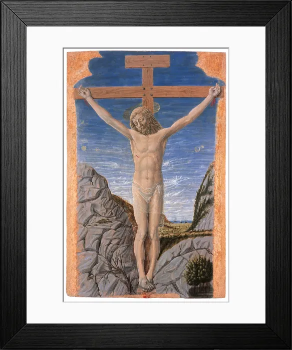 Framed Print : Crucified Christ, by Bartolomeo di Giovanni, 1450 - 1460, 15th Century, tempera on panel, cm 102, 5 x 66, 8 - Italy, Marche, Pesaro Urbino, Urbino, Marche National Gallery