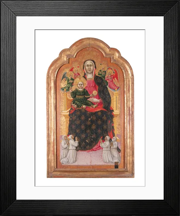 Framed Print : Madonna and Child Enthroned (recto) Crucifixion (verso), by Giovanni Antonio da Pesaro, 1460, 15th Century, tempera on panel, cm 132 x 82 - Italy, Marche, Pesaro Urbino, Urbino