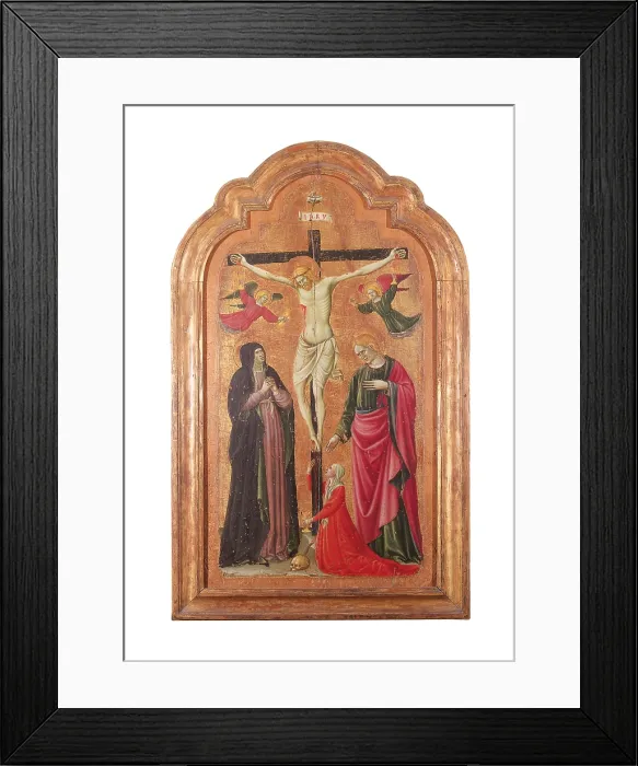 Framed Print : Madonna and Child Enthroned (recto) Crucifixion (verso), by Giovanni Antonio da Pesaro, 1460, 15th Century, tempera on panel, cm 132 x 82 - Italy, Marche, Pesaro Urbino, Urbino