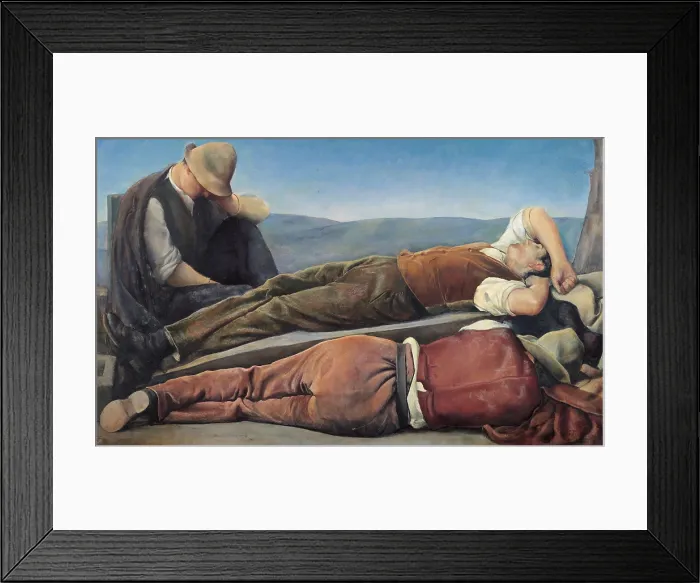 Framed Print : The Rest of the Quarrymen, by Baccio Maria Bacci, 1925, 20th Century, oil on canvas, cm 100 x 166 - Italy, Tuscany, Florence, Palazzo Pitti, Gallery of Modern Art. All Framed Print : The Rest of the Quarrymen, by Baccio Maria Bacci, 1925, 20th Century, oil on canvas, cm 100 x 166 - Italy, Tuscany, Florence, Palazzo Pitti, Gallery of Modern Art. All