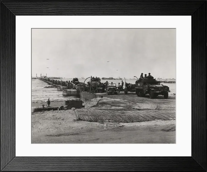 Framed Print : Mulberry harbor developed for the D-Day invasion of Normandy. Installed on Omaha beach after D-Day, the a steel roadway was supported by prefabricated concrete caissons Framed Print : Mulberry harbor developed for the D-Day invasion of Normandy. Installed on Omaha beach after D-Day, the a steel roadway was supported by prefabricated concrete caissons