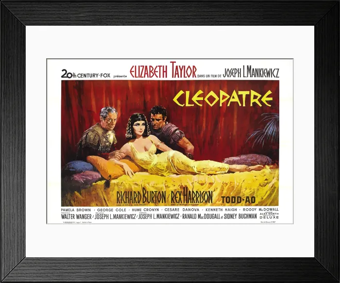 Framed Print : CLEOPATRA, (aka CLEOPATRE), l-r: Rex Harrison, Elizabeth Taylor, Richard Burton on French poster art, 1963, TM and Copyright 20th Century Fox Film Corp