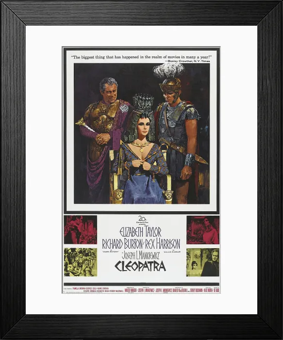 Framed Print : CLEOPATRA, top l-r: Rex Harrison, Elizabeth Taylor, Richard Burton on poster art, 1963, TM and Copyright 20th Century Fox Film Corp