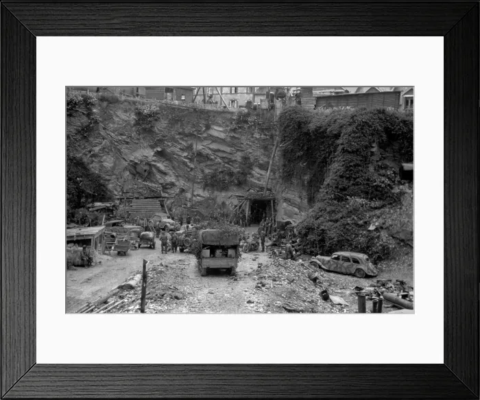 Framed Print : German garrison of Cherbourg surrenders on June 26, 1944. Photo shows U.S