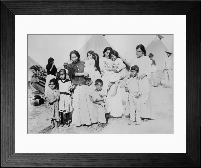 Framed Print : Mathilde Martinez and children interned in a refugee camp at Fort Bliss, Texas, c. Jan.-Sept. 1914