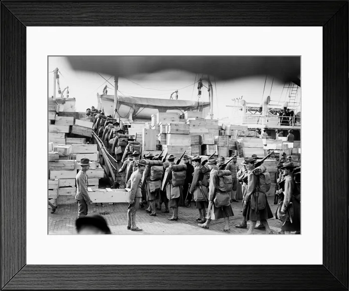 Framed Print : American Marines boarding USS Meade enroute to Guantanamo, Cuba, Feb. 1913 Framed Print : American Marines boarding USS Meade enroute to Guantanamo, Cuba, Feb. 1913