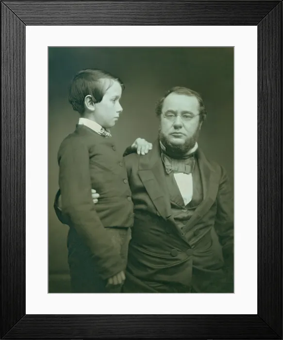 Framed Print : Future Secretary of War, Edwin Stanton, seated, when he was a widower with a young son, Edwin Lamson Stanton, c. 1853. Stantons first wife, Mary Lamson Stanton, died in 1844 Framed Print : Future Secretary of War, Edwin Stanton, seated, when he was a widower with a young son, Edwin Lamson Stanton, c. 1853. Stantons first wife, Mary Lamson Stanton, died in 1844
