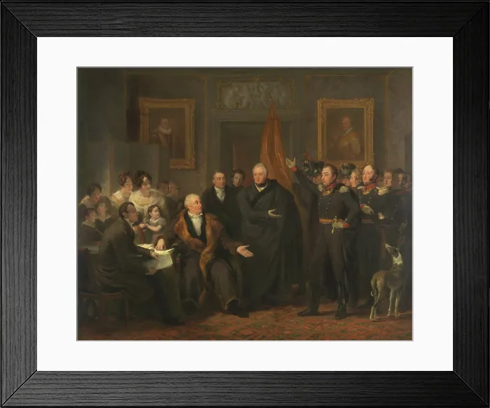 Framed Print : Triumvirate Assuming Power in the Name of the Prince of Orange, 1813, by Jan Willem Pieneman, c. 1828, Dutch painting, oil on canvas