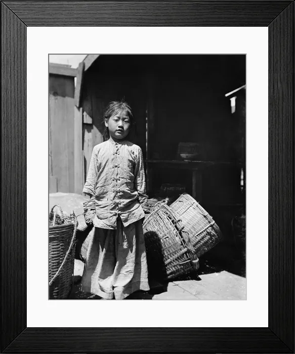 Framed Print : The fish dealers daughter in Chinatown, San Francisco, wears Chinese clothing. Photo by Arnold Genthe, c. 1896-1906 (BSLOC_2018_1_49)