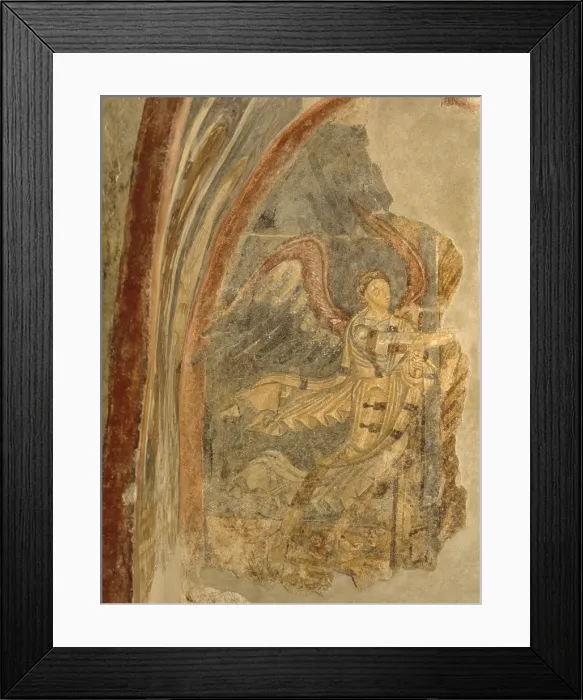 Framed Print : Annunciation, by Unknown Artist, 9th Century, fresco - Italy, Molise, Castel San Vincenzo, Abbey of San Vincenzo al Volturno. Detail. A holy woman in procession