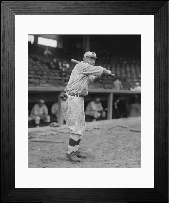 Framed Print : Casey Stengel, in a batting pose in Brooklyn Dodgers uniform, 1916 (BSLOC_2018_3_172)