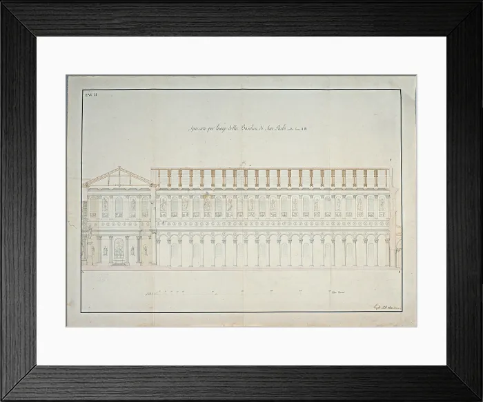 Framed Print : Belli Pasquale, 'Longitudinal section / cutaway view of the Basilica of San Paolo (Papal Basilica of St Paul Outside the Walls) Framed Print : Belli Pasquale, 'Longitudinal section / cutaway view of the Basilica of San Paolo (Papal Basilica of St Paul Outside the Walls)