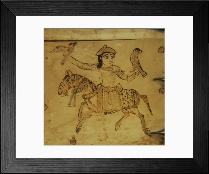 Framed Print : Casket, by Unknown Artist, 11th - 12th Century, ivory - Italy, Lazio, Veroli, Treasure of the Cathedral of St. Andrew. Detail. Detail of figure of a falconer Framed Print : Casket, by Unknown Artist, 11th - 12th Century, ivory - Italy, Lazio, Veroli, Treasure of the Cathedral of St. Andrew. Detail. Detail of figure of a falconer