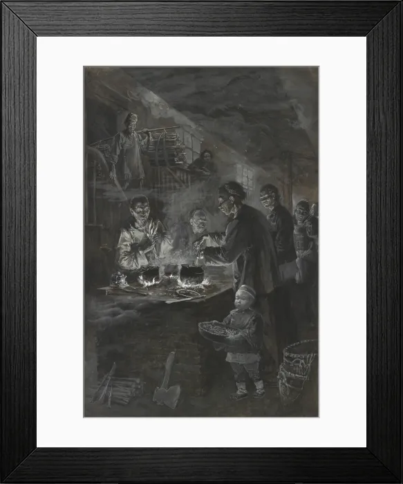 Framed Print : Chinese men cook in a courtyard while under quarantine during a plague epidemic in San Francisco, c. 1900 Framed Print : Chinese men cook in a courtyard while under quarantine during a plague epidemic in San Francisco, c. 1900