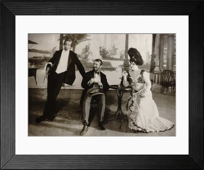 Framed Print : Lou M. Fields, David Warfield, and Lillian Russell in a scene from WHIRL-I-GIG, 1899