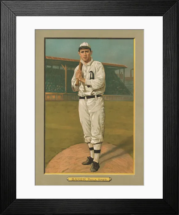 Framed Print : Frank Baker 1911 baseball card published when Frank played with the Philadelphia Athletics (BSLOC_2018_3_170) Framed Print : Frank Baker 1911 baseball card published when Frank played with the Philadelphia Athletics (BSLOC_2018_3_170)