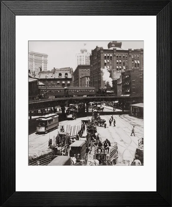 Framed Print : New York City's Elevated Railroad at Manhattan's South Ferry in 1899 Framed Print : New York City's Elevated Railroad at Manhattan's South Ferry in 1899