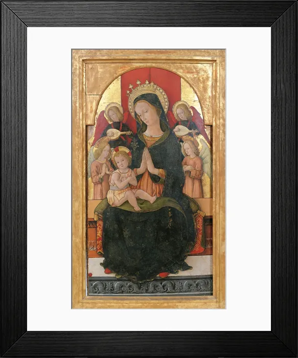 Framed Print : Madonna and Child Enthroned with Four Angels, by Pietro Alemanno, 1480 about, 15th Century, tempera on panel, cm 125 x 70 - Italy, Marche, Pesaro Urbino, Urbino Framed Print : Madonna and Child Enthroned with Four Angels, by Pietro Alemanno, 1480 about, 15th Century, tempera on panel, cm 125 x 70 - Italy, Marche, Pesaro Urbino, Urbino