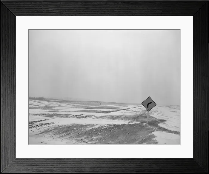 Framed Print : U.S. Highway 12 obscured by snow drifts near Hettinger North Dakota. February 1942. LC-USF34-064597-D Framed Print : U.S. Highway 12 obscured by snow drifts near Hettinger North Dakota. February 1942. LC-USF34-064597-D