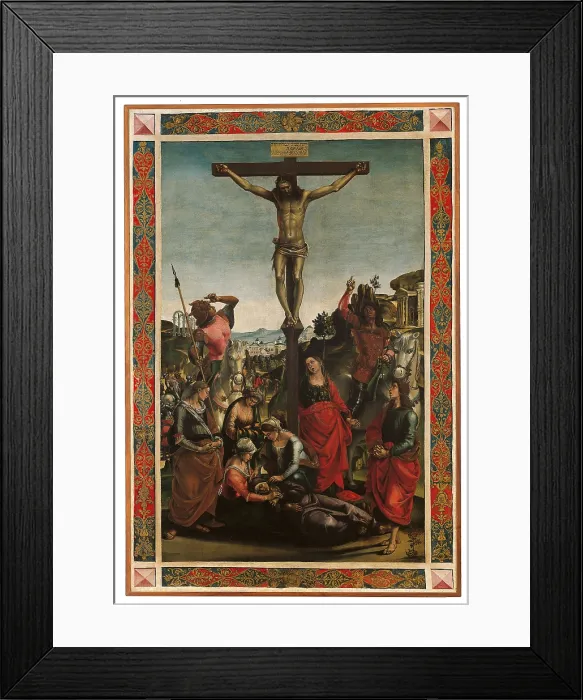 Framed Print : Standard (Crucifixion and The Descent of the Holy Spirit or The Pentecost), by Luca Signorelli, 1494 about, 15th Century, painting on canvas, cm 157 x 104 - Italy, Marche