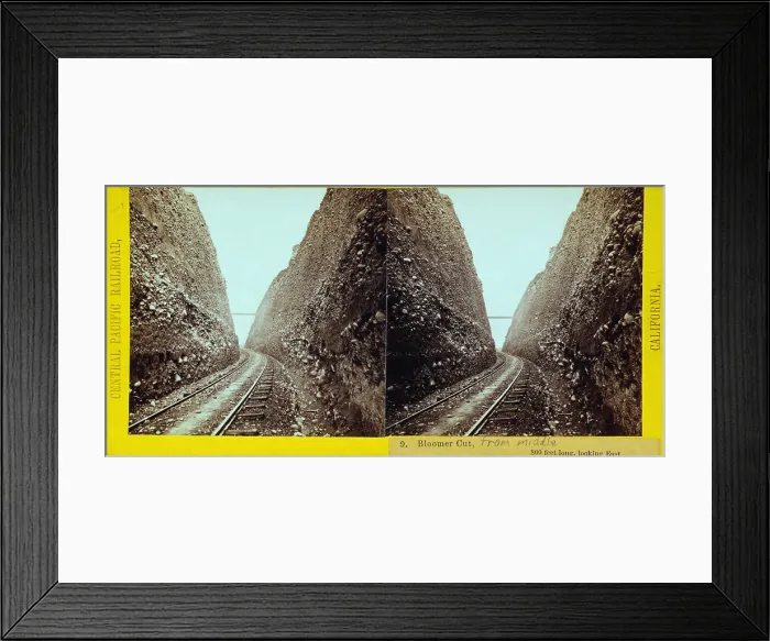 Framed Print : Central Pacific Railroad's Bloomer Cut was 800 feet long and had sixty-three foot high walls