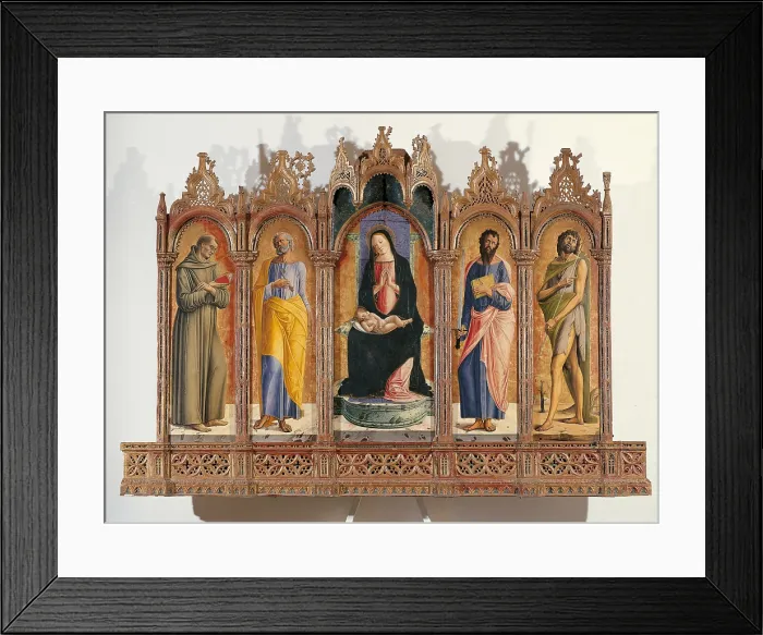Framed Print : Madonna and Child with Sts Peter, Paul and John the Baptist, by Alvise Vivarini, 1476, 15th Century, tempera on panel, cm 167 x 238 - Italy, Marche, Pesaro Urbino, Urbino