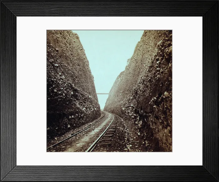 Framed Print : Central Pacific Railroad's Bloomer Cut was 800 feet long and had sixty-three foot high walls