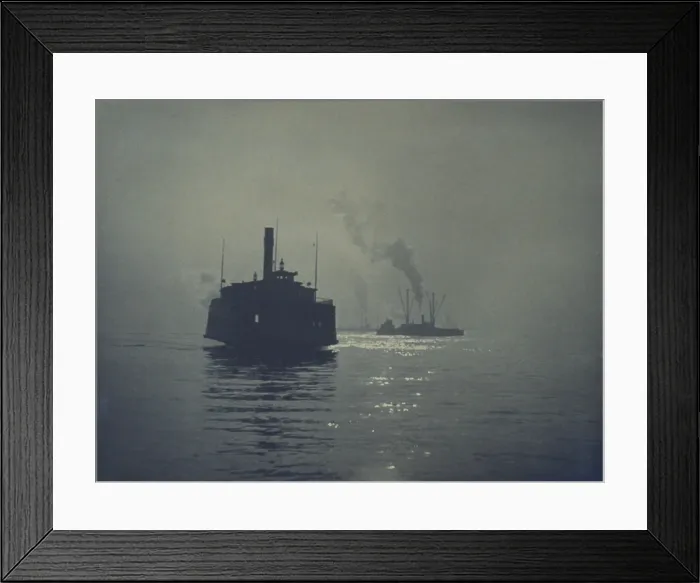Framed Print : A ferry crossing a smooth body of water with ships in the background. 1900 photo by Frances Benjamin Johnston. LC-USZC2-6085_DUPE