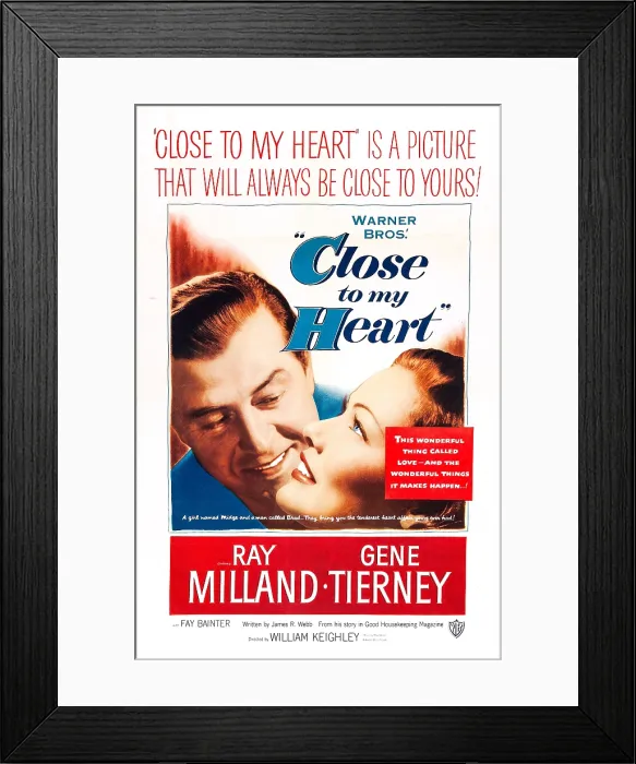 Framed Print : CLOSE TO MY HEART, US poster, from left: Ray Milland, Gene Tierney, 1951 Framed Print : CLOSE TO MY HEART, US poster, from left: Ray Milland, Gene Tierney, 1951