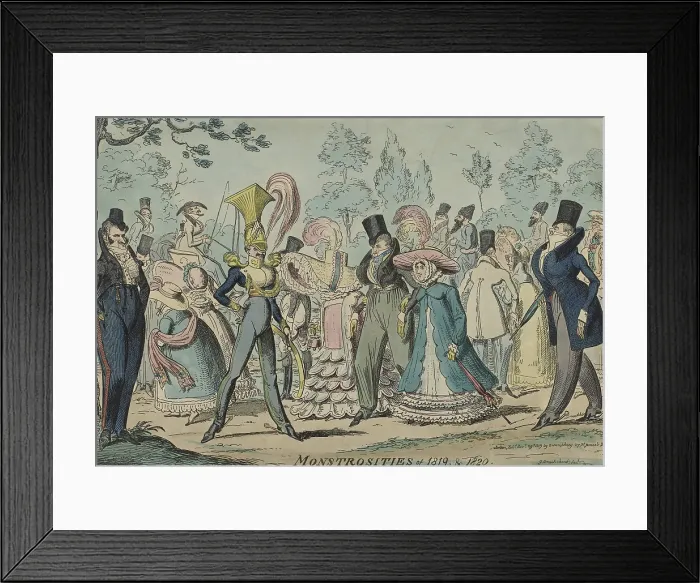 Framed Print : Monstrosities of 1819 & 1820, by George Cruikshank, George Humphrey, 1819, English print. Caricature of fashion trends (BSLOC_2016_2_120)