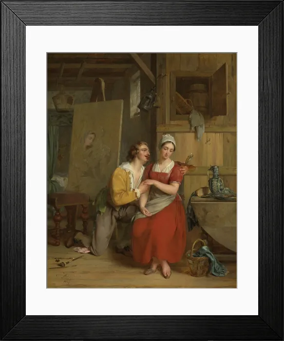 Framed Print : Anthony van Dyck in Love with his Model, by Gustave Wappers, 1827, Belgian painting, oil on panel Framed Print : Anthony van Dyck in Love with his Model, by Gustave Wappers, 1827, Belgian painting, oil on panel