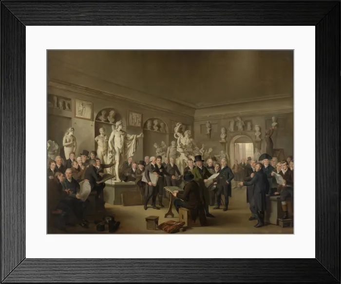 Framed Print : The Sculpture Gallery of the Felix Meritis Society, by Adriaan de Lelie, c. 1806-09, Dutch painting, oil on canvas