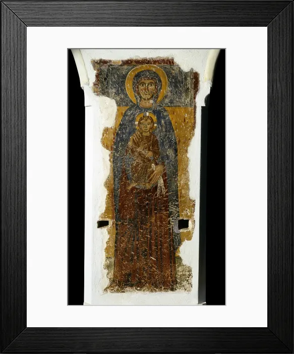 Framed Print : Madonna with Child, by Unknown Artist, 11th Century, fresco - Italy, Puglia, Casaranello, Church of Saint Mary of the Cross. Whole artwork view Framed Print : Madonna with Child, by Unknown Artist, 11th Century, fresco - Italy, Puglia, Casaranello, Church of Saint Mary of the Cross. Whole artwork view