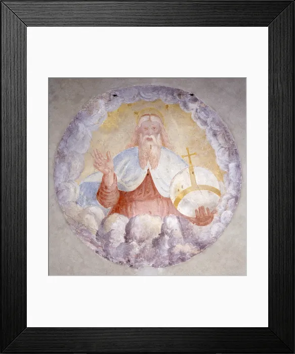 Framed Print : God the Father, by Unknown Artist, 15th Century, fresco - Italy, Lombardy, Agliate, Church of saint Peter and Paul. Whole artwork view