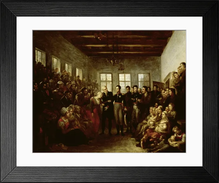Framed Print : Prince of Orange Visiting Flood Victims at the Almoners Orphanage, Amsterdam, Feb. 14, 1825, by Mattheus Ignatius van Bree, 1825, Dutch painting, oil on canvas (BSLOC_2016_2_260)