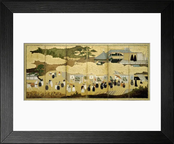 Framed Print : Arrival of a Portuguese Ship, by Anonymous Japanese artist, c. 1600-25, painted paper screen Framed Print : Arrival of a Portuguese Ship, by Anonymous Japanese artist, c. 1600-25, painted paper screen