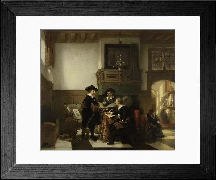 Framed Print : The Sampling Room of the Leiden Square, by Johannes Stroebel, 1866, Dutch painting, oil on canvas