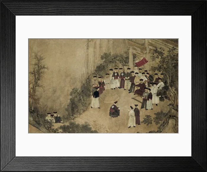 Framed Print : General Shi Lang with Company Officials at a Well on the Sea, by Anonymous Chinese artist, 18th century