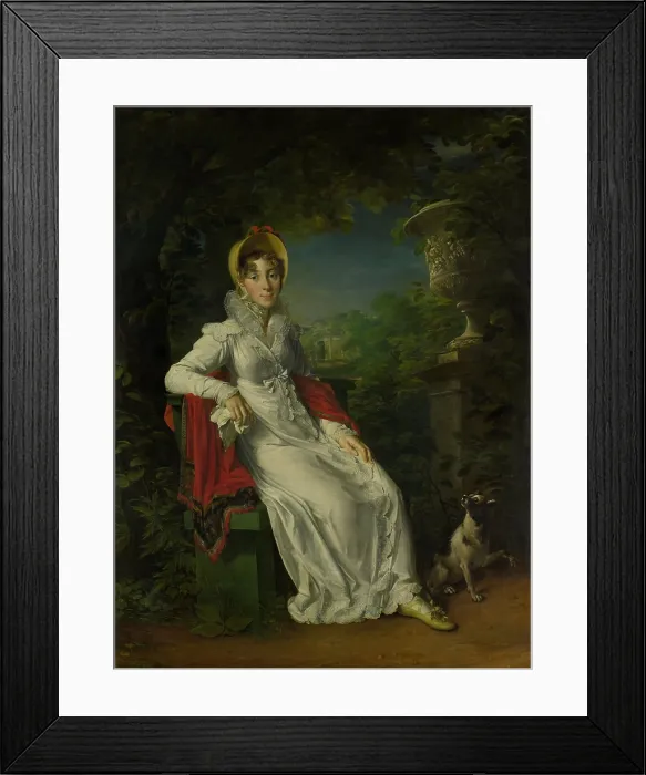 Framed Print : Portrait of Marie Caroline Ferdinande Louise de Naples, Wife of Charles Ferdinand, Duke de Berry, in the Park de Bagatelle in the Bois de Boulogne, Paris